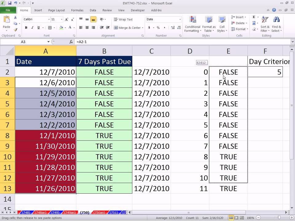 Excel conditional formatting dates overdue
