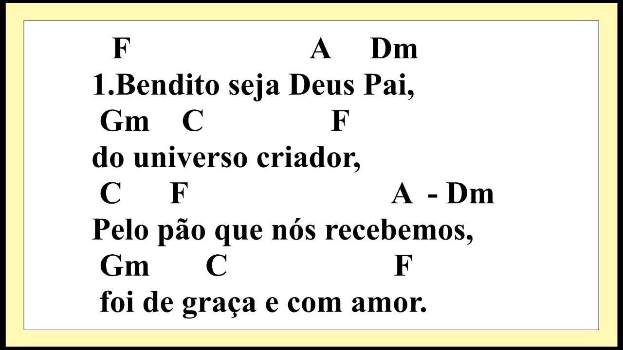 BENDITO SEJA A DEUS PAI DO UNIVERSO CRIADOR ( CANTO DAS OFERENDAS ) YouTube