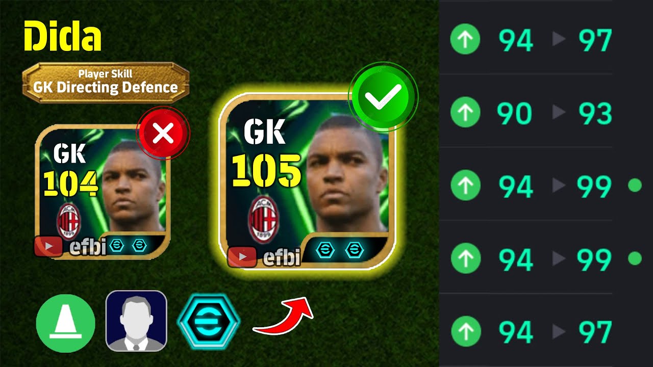 Dida 105 ЛУЧШИХ ТРЕНИРОВОК с усилителем, максимальным уровнем и развитием игроков eFootball 2025