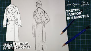 HOW TO DRAW TRENCH COAT | DRAWING A CLOTH IN 5 MINUTES