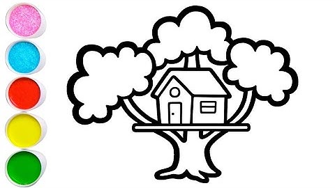 How To Draw A Spring Tree House for Kids and Beginner | How to Draw a Tree House Easy 🌳🏠Cute Scenery