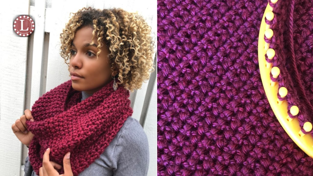 LoOM KNITTING Cowl Scarf Purl in 8 Stitch Over-sized Cowl