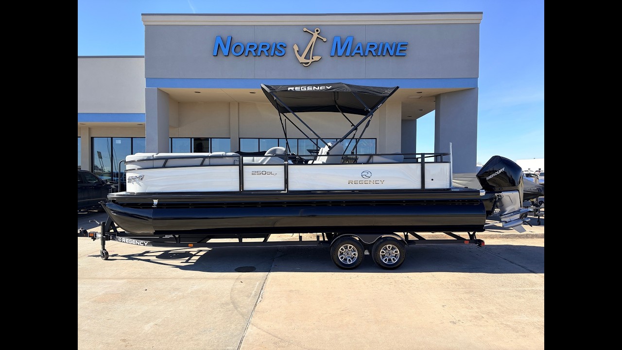 Check out our available boats at Norris Marine https://www.norrismarine.com/boats/?_sfm_class=Pontoon%20Boats to view this New Pearl / Black / Gray 2025 Regency 250 DL3 w/Mercury 300 Verado 27 ft Pontoon Boat for sale near Norman, Oklahoma.  🎣🚤👉 Subscribe for more walkthroughs, reviews, and on-the-water content!Norris Marine, OK
Address: 2680 N Interstate Dr, Norman, OK 73072
Phone: (405) 364-5280
https://www.instagram.com/norrismarine/
https://www.facebook.com/norrismarine
https://www.linkedin.com/company/norris-marine-ltdhttps://www.norrismarine.com/boats/?_sfm_class=Pontoon%20BoatsDescription:
2025 Regency 250 DL3 w/Mercury 300 Verado 27 ft Pontoon Boat
Introducing the stunning 2025 Regency 250 DL3, a new pontoon boat that promises an exceptional experience on the water. With an impressive overall length of 27.42 feet, this vessel is designed for both comfort and performance. Crafted from durable aluminum, the pontoon hull shape ensures stability and a smooth ride. Powered by a robust 300 hp Mercury Marine 300L Verado outboard engine, this boat is equipped to deliver thrilling adventures. The stainless steel 3-blade propeller enhances efficiency and responsiveness, making every outing enjoyable. The Regency 250 DL3 is perfect for leisurely cruises or lively gatherings, offering ample space for relaxation and entertainment. Its modern design and high-quality materials reflect a commitment to excellence, ensuring that every moment spent on board is memorable. Embrace the open water with this remarkable pontoon boat, where luxury meets performance.About Us:
Founded in 1971 as a family business in Norman, Oklahoma, Norris Marine has always had one mission: to make boating easy. We do this by creating the best boat ownership experience possible, knowing that boating is a great way to bring families together. From fishing trips with grandpa to teaching your daughter to ski or surfing with siblings, time on the water creates memories that last a lifetime.Though we’ve grown over the past 54 years, we still maintain the feel of a family business. As passionate boaters ourselves, we love sharing that excitement with our customers. We proudly offer a range of new boats, including Sun Tracker and Regency pontoons, Tracker fishing boats, Nitro bass boats, Tahoe sport boats, Ranger pontoons, Ranger Fiberglass Bass Boats, and Nautique wake/surf boats, along with a large selection of pre-owned options. Our team of certified technicians for Yamaha, Mercury, MerCruiser, PCM, and Indmar engines is here to keep your boat in top shape. Our friendly parts and service staff are ready to help with the latest safety gear, cleaning supplies, and watersports equipment.At Norris Marine, our Consumer Bill of Rights ensures that each customer’s needs are met. We aim to leave every customer 100% satisfied, hoping to build long-term friendships and to become “your place” for all things boating. We invite customers to share their experiences through reviews, which help us improve and celebrate what we do best. We value constructive feedback and, of course, love hearing from happy customers about what keeps them coming back!https://www.norrismarine.com/boats/?_sfm_class=Pontoon%20Boats#NorrisMarine #OklahomaBoatDealership #BoatsForSale #MarineDealership #NormanBoatDealer 🎣🚤  @norrismarine