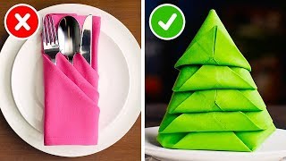 クリスマスらしくナプキンを折る楽しい方法23種