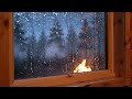 Cozy Cabin in the Rain | Warm Fireplace & Rain Sounds