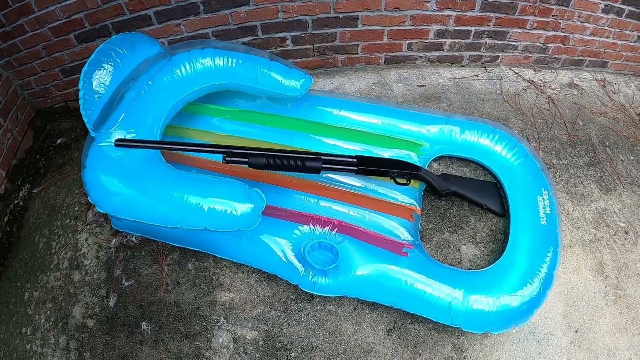 Popping a POOL INFLATABLE with a SHOTGUN! YouTube