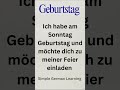 "Learn German: How to invite someone to your birthday party" #shorts