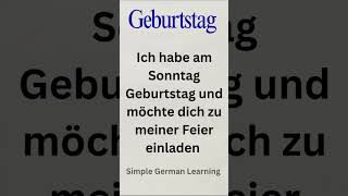 "Learn German: How to invite someone to your birthday party" #shorts