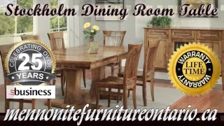 http://www.mennonitefurnitureontario.ca - Stockholm Double Pedestal Solid Wood Mennonite Dining Room Table and Chairs. 1. All 