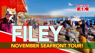 FILEY | A November walk along the seafront in Filey, Yorkshire, England | 4K Walking Tour