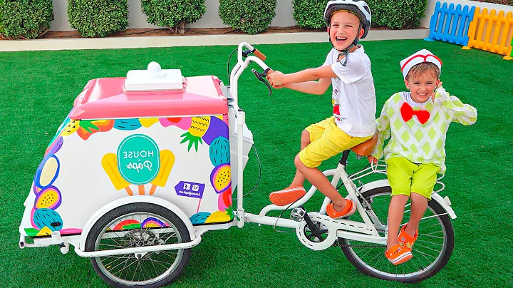 Niki pretend play selling ice cream and want new i...