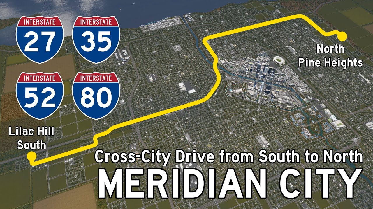 Driving Across a Midwest City Cities Skylines Meridian City YouTube