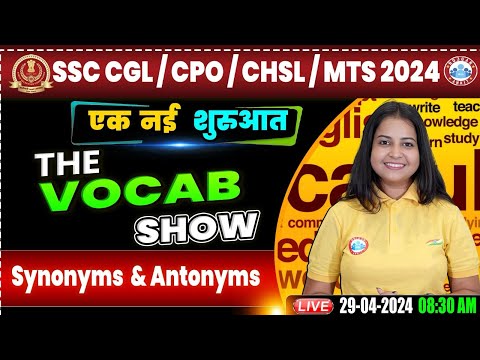 SSC CPO & CGL 2024, MTS English Class, CHSL English Vocabulary, Synonyms & Antonyms English Class