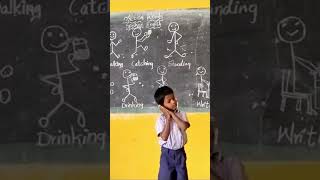 Action verbs practice session by UKG kid at SLN primary school Karvetinagaram