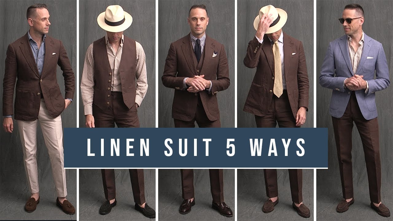 5 Ways To Wear A Linen Suit | How To Wear A Brown Linen Suit - YouTube