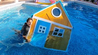 بيتي في المسبح مع المزلاج تحدي للشباب والبنات