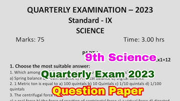 9th Science quarterly question paper 2023 | 9th science quarterly exam question paper 2023