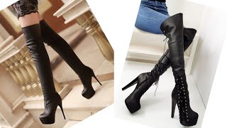 Trending Thigh high leather boots for ladies/ Long leather boots/ Beautiful Thigh high boots