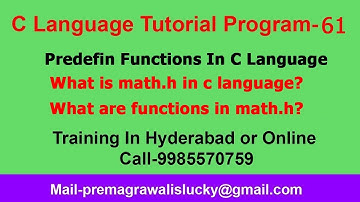 math function in c|predefined functions in c| Program-61 | C Programming Tutorials for Beginner