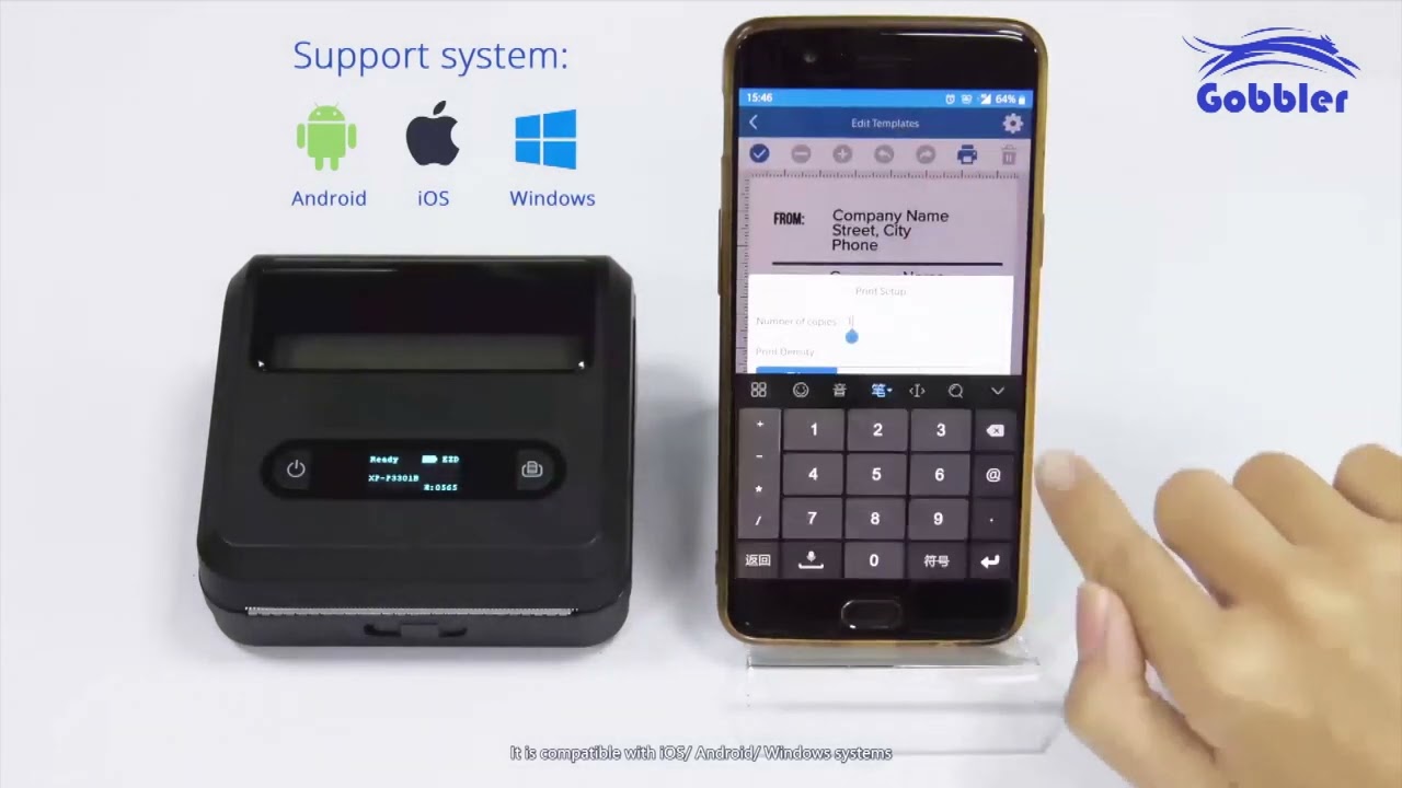 Gobbler Mobile Printer for Wireless & Wired Printing - WiFi, Bluetooth & USB printing