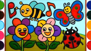 Flower, ladybug Jelly Coloring & Painting for Kids, Toddlers | Mewarnai Bunga Untuk Anak-anak