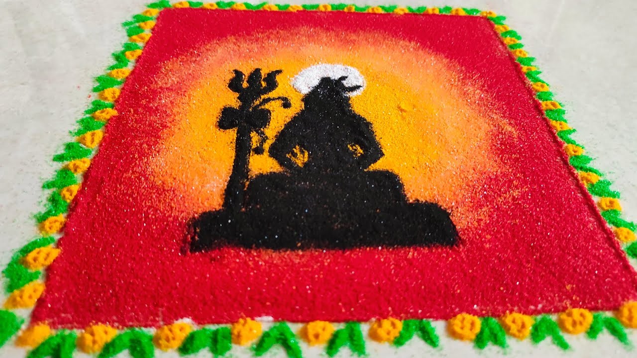 Shadow Rangoli Shivji Shadow Rangoli ll shivratri Rangoli Design ll Simple Rangoli ...