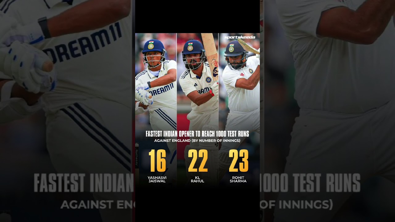 The young opener becomes the fastest Indian to reach 1000 Test runs against England 