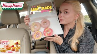 NEW Krispy Kreme Lemonade Glaze, Lemonade Glazed Filled, Pink Lemonade Cake, & Strawberry lemonade🍩