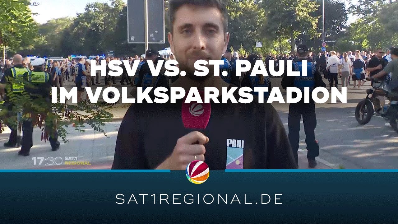 Stadtderby HSV - St. Pauli: Massenhaft Polizei am Volksparkstadion