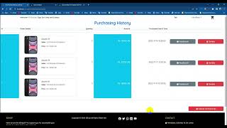 Design a responsive purchase history page using HTML, CSS, JavaScript and Bootstrap