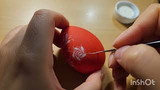 Decorating eggs (Easter or Nowruz eggs) with painting Persian floral pattern by Maryam Nadimi
