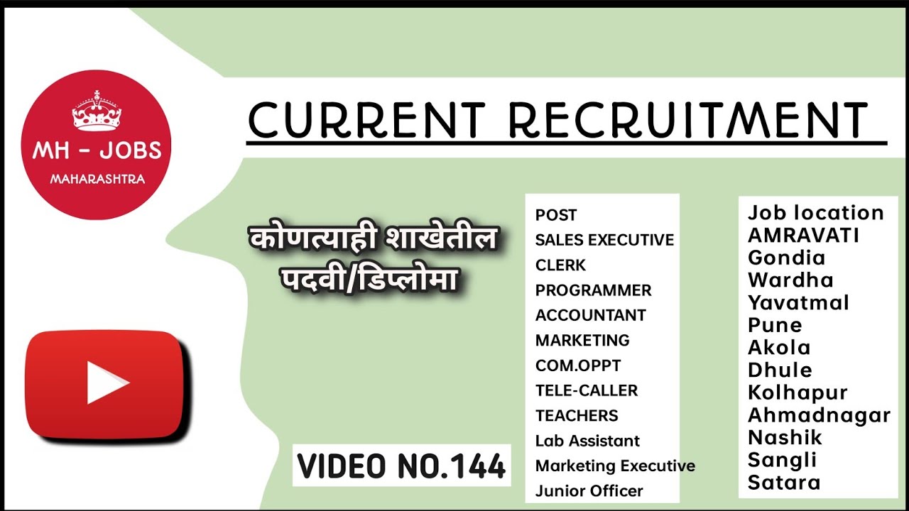 Current recruitment in Pune Amravati Gondia wardha Yavatmal Walk in