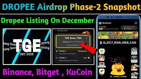 📫Dropee Airdrop Phase-2 Snapshot Date | Dropee Airdrop Listing On December | Dropee New Updates