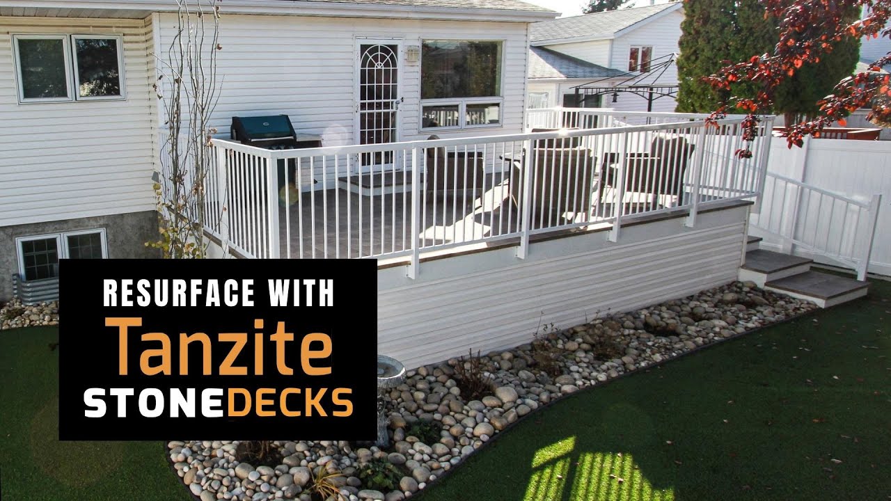 Wooden Deck Resurfaced With Tanzite StoneDecks