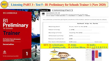 B1 Preliminary for Schools Trainer 1 - Listening Part 3 Test 5 (2020 + Transcript + Key)