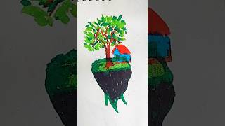 floating island drawing. emoji color mixing. #art #drawing #colormixingmagic #shorts #shortvideo