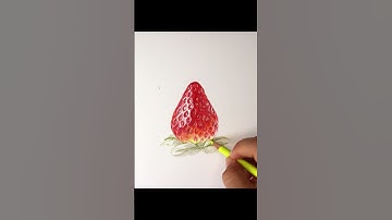 Strawberry speed drawing with colored pencil #drawing #draw #art #painting #how #shorts