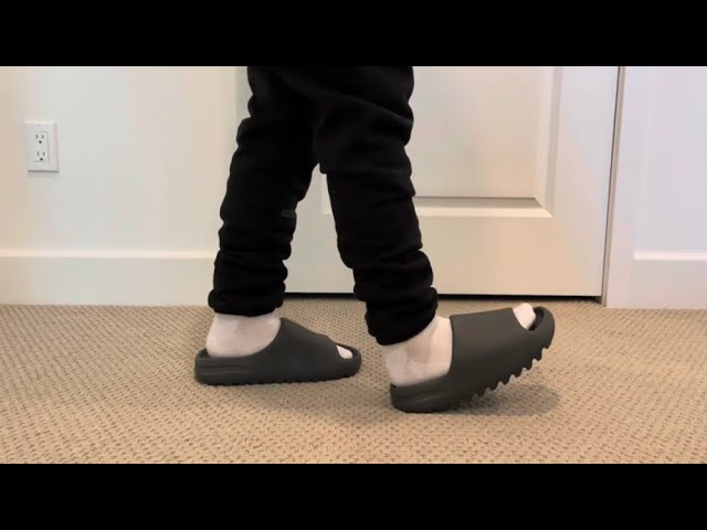 SAME OLD SONG! Yeezy Slide Slate Grey On Feet Review - YouTube