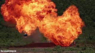 Shoot RPG bazooka rocket launcher fueled barells gas tanks hut house cottage