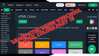 Learn HTML Using W3school HTML Colors Part  13