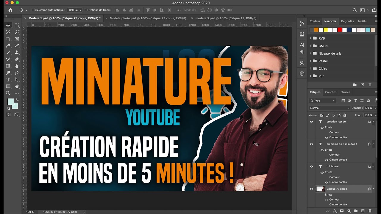 fournir 5 modèles de miniatures YouTube prêtes à l’emploi