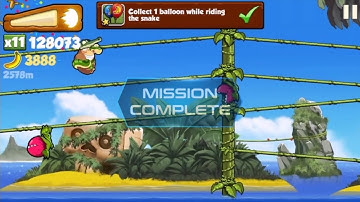 Banana Kong Collect 1 balloon while riding the snake (In One Run)