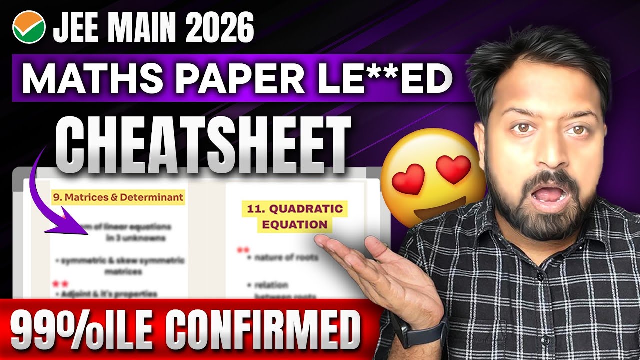 MATHS JEE main 2026 Cheatsheet ☠️😎| 99%ile Sure Shot | MJK Sir - YouTube