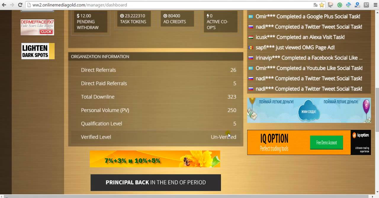 Обзор получения и использования AD CREDITS в компании Online Media Gold