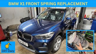 BMW X1 Front Suspension spring & Top Mount replacement