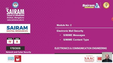 Lecturevideo_17EC835_Module_2_E-Mail Security_ S/MIME Message & Content Type_Sivaprakash C_1