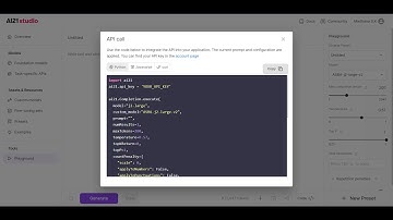 AI21 API call using AI21 Studio Playground