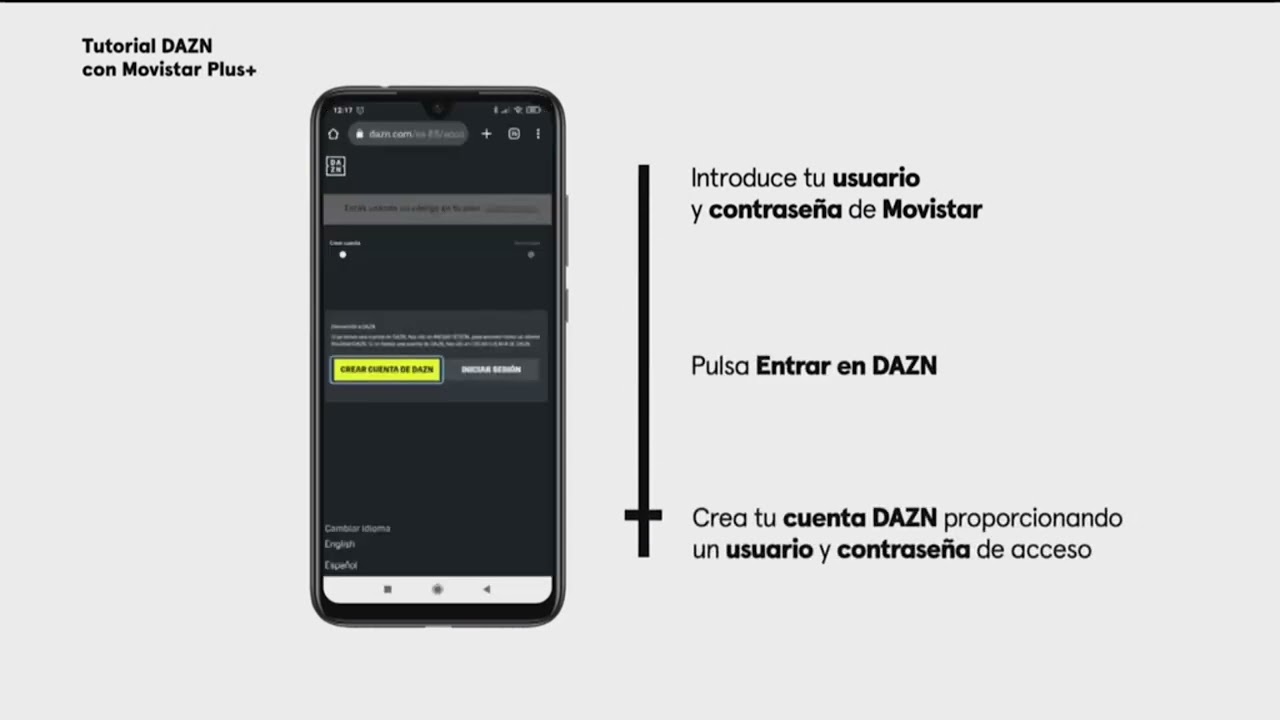 Crear cuenta dazn con movistar