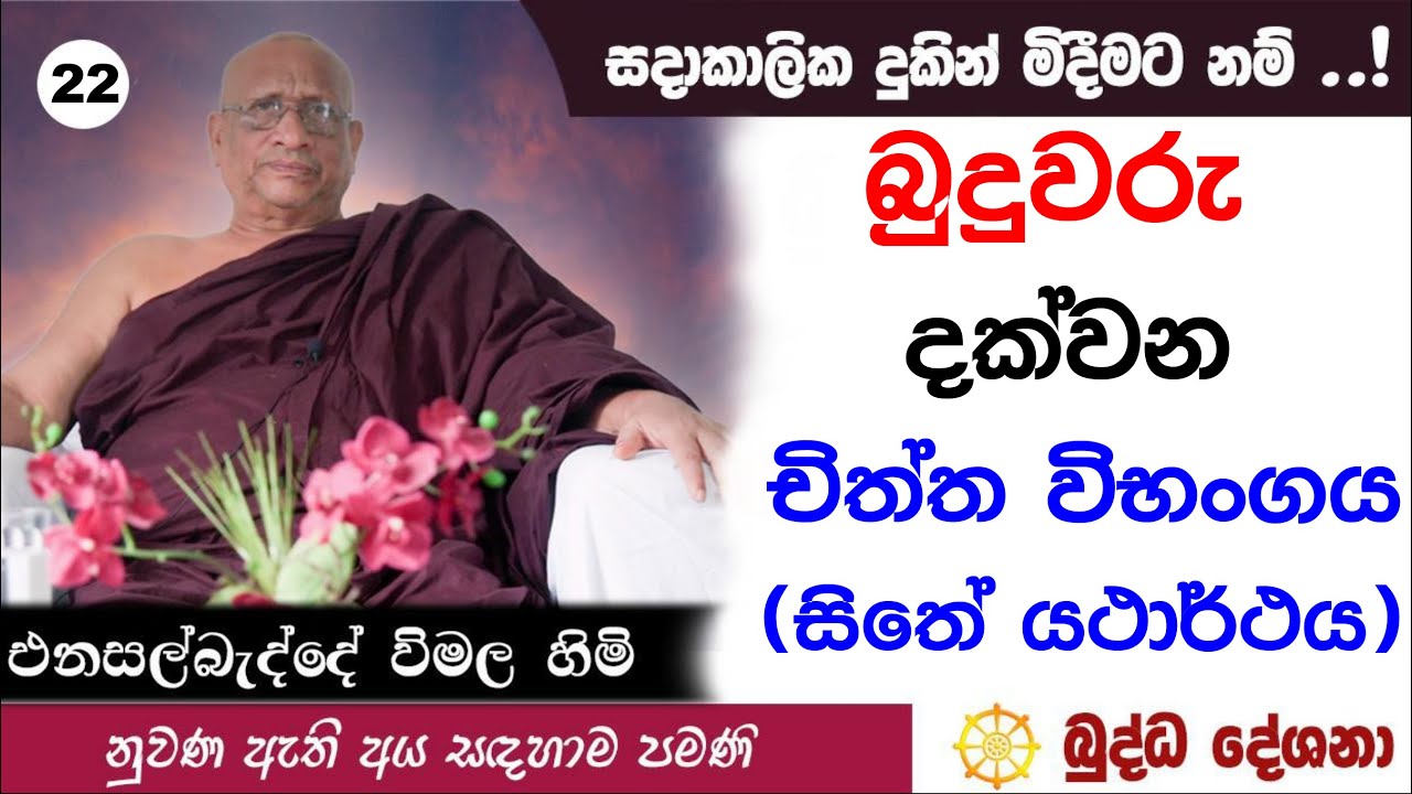 බුද්ධ දේශනා 22 බුදුවරු දක්වන චිත්ත විභංගය (සිතේ යථාර්ථය)