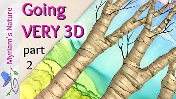 181] ALCOHOL INK Technique 🌳 VERY 3D Trees - part 2 - Adding the Shading for the 3D Look